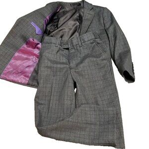 Jordano collection gray plaid boys Pants Blazer suit 6 years